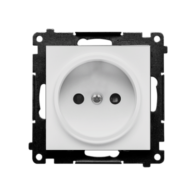 Simon 55 single socket outlet without earthing, with shutters, module, 16A, quick connection, light gray matt