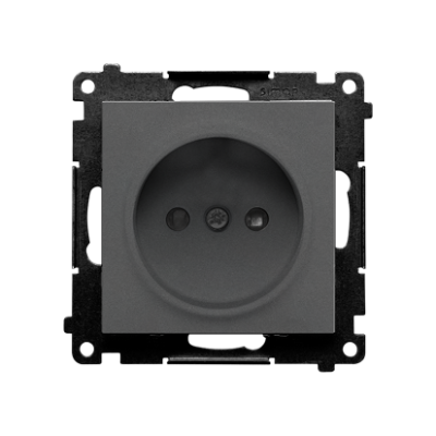 Simon 55 single socket outlet without earthing, with shutters, module, 16A, quick connection, graphite mat