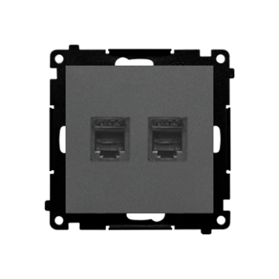 Simon 55 RJ12 double telephone socket, graphite mat