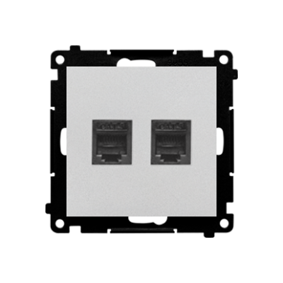 Simon 55 RJ12 double telephone socket, matt aluminum