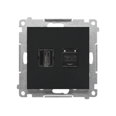 Simon 55 HDMI 2.1 lizdas + kompiuterio lizdas RJ45 (6 kategorijos), modulis, matinė juoda