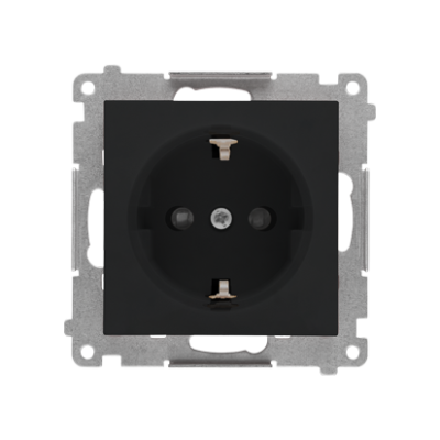 Simon 55 single socket outlet with Schuko earthing, with shutters, module, 16A, quick connection, black matt