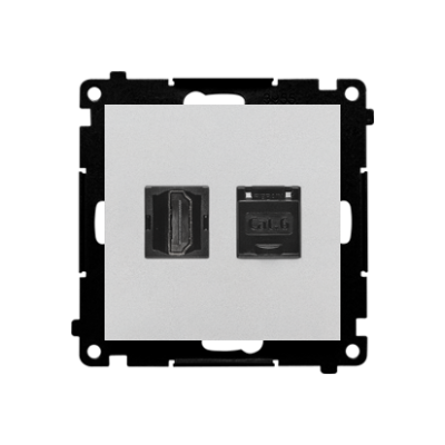 Simon 55 HDMI socket + computer socket RJ45 cat.6, module, matt aluminum