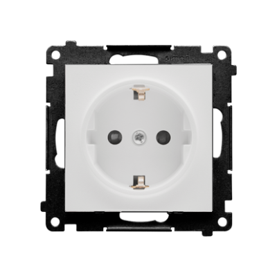 Simon 55 single socket outlet with Schuko earthing, with shutters, module, 16A, quick connection, light gray matt