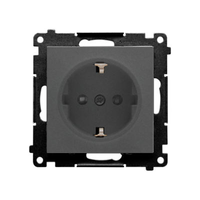 Simon 55 single socket outlet with Schuko earthing, with shutters, module, 16A, quick connection, graphite mat