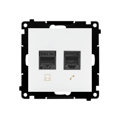 Simon 55 computer socket RJ45 category 5e + telephone socket RJ12, white matt