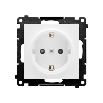 Simon 55 single socket outlet with Schuko earthing, with shutters, module, 16A, quick connection, white matt