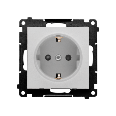 Simon 55 single socket outlet with Schuko earthing, with shutters, module, 16A, quick connection, matt aluminum