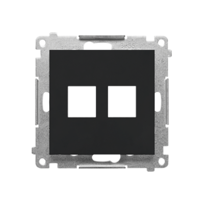 Simon 55 double Keystone flat IT/telephone socket cover, black matt