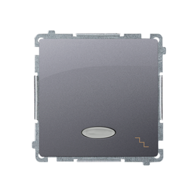 Simon Basic two-way switch illuminated, LED not replaceable Color: blue, (module), 10AX, quick connection, inox, metallized