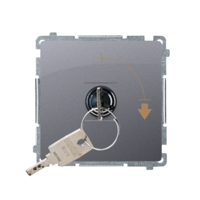 Simon Basic momentary single switches with key - two positions ''0-1'', 5A, inox, metallized