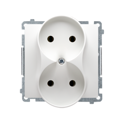 Simon Basic double socket outlet without earthing, 16A, white