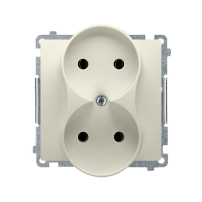 Simon Basic double socket outlet without earthing, 16A, beige