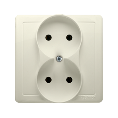 Simon Basic double socket outlet without earthing, 16A, beige