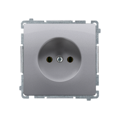 Simon Basic single socket outlet without earthing, 16A, inox, metallized