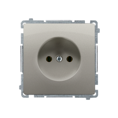 Simon Basic single socket outlet without earthing, 16A, satin, metallized