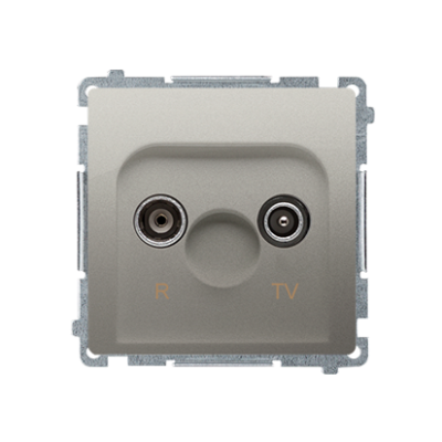 Simon Basic RTV „pass-through“ antenos lizdas, silpninimas: 10 dB, satinas, metalizuotas