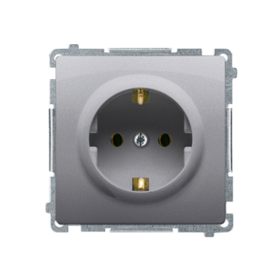 Simon Basic single socket outlet with Schuko earthing, 16A, inox, metallized