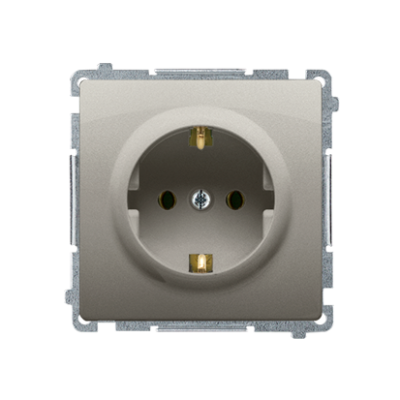Simon Basic single socket outlet with Schuko earthing, 16A, satin, metallized