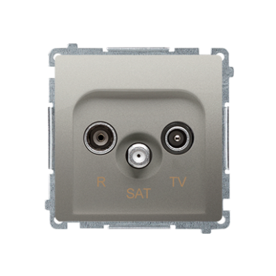 Simon Basic r-TV-SAT „pass through“ antenos lizdas, silpninimas: 10 dB, satinas, metalizuotas