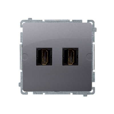 Simon Basic HDMI double socket, inox, metallized