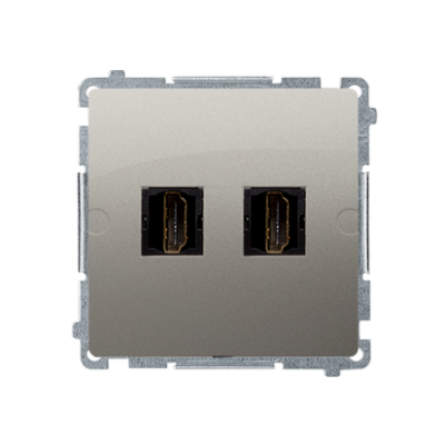 Simon Basic HDMI double socket, satin, metallized