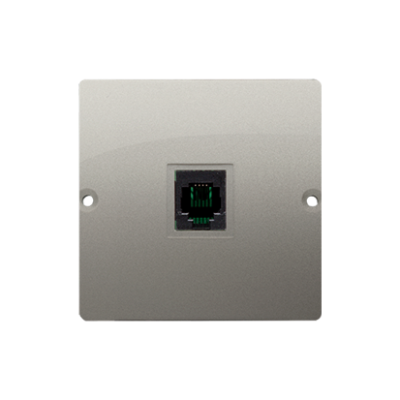 Simon Basic RJ11 single telephone socket, (module), satin, metallized