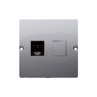 Simon Basic RJ11 single telephone socket, (module), inox, metallized