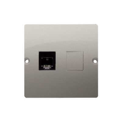 Simon Basic RJ11 single telephone socket, (module), satin, metallized