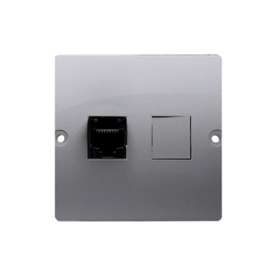 Simon Basic single IT socket RJ45, category 5e, (module), inox, metallized