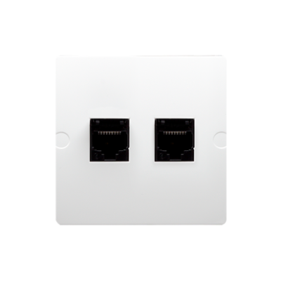 Simon Basic RJ12 double telephone socket, (module), white