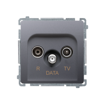 Simon Basic r-TV-DATA socket, atten.: 10dB, inox, metallized
