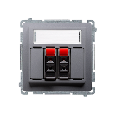 Simon Basic double loudspeaker socket, inox, metallized