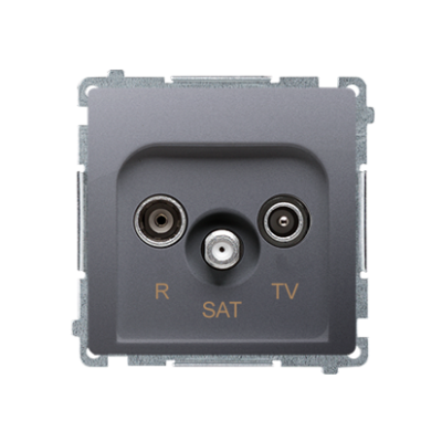 Simon Basic r-TV-SAT „pass through“ antenos lizdas, silpninimas: 10 dB, nerūdijantis plienas (Inox), metalizuotas