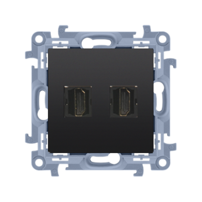 Simon 10 HDMI double socket, black matt