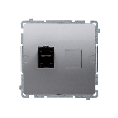 Simon Basic single computer socket RJ45 category 6 with anti-dust cover, (module), inox, metallized