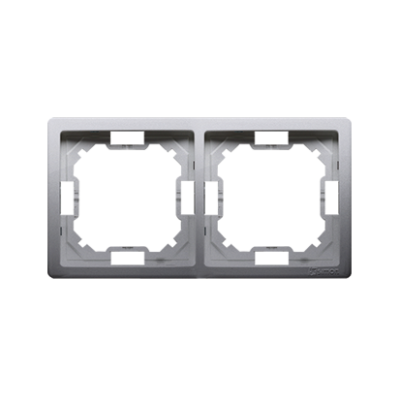 Simon Basic Standard double frame, inox, metallized