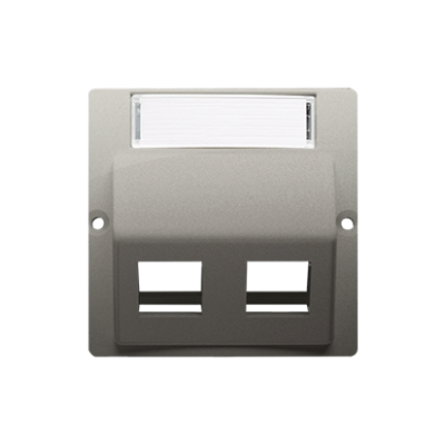 Simon Basic double angled Keystone IT/telephone socket cover with descriptive field, (cover), satin, metallized