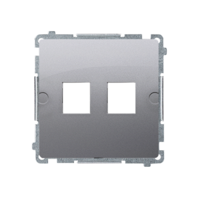 Simon Basic double Keystone flat IT/telephone socket cover, (module), inox, metallized