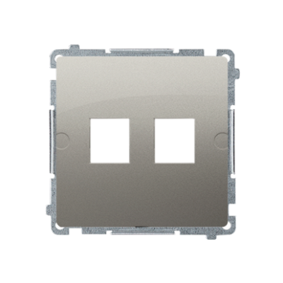 Simon Basic double Keystone flat IT/telephone socket cover, (module), satin, metallized