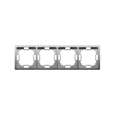 Simon Basic Standard quadruple frame, inox, metallized
