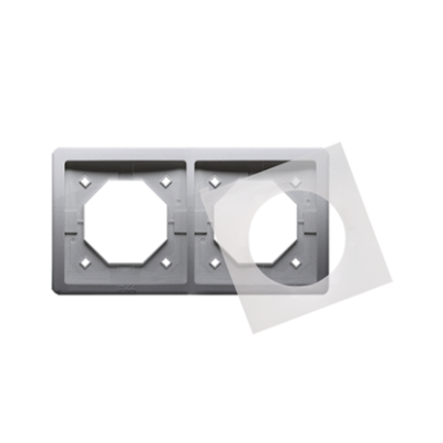 Simon Basic Standard IP44 Dvivietis rėmelis, 2 vt., nerūdijantis plienas (Inox), metalizuotas