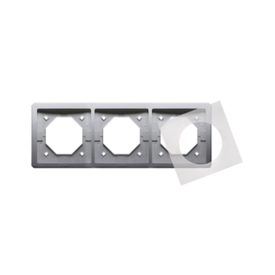 Simon Basic Standard IP44 triple frame, inox, metallized
