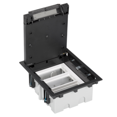 Floor box, SF, Rectangular, 6×K45, 3×CIMA, 93mm÷128mm, IK08, grey graphite