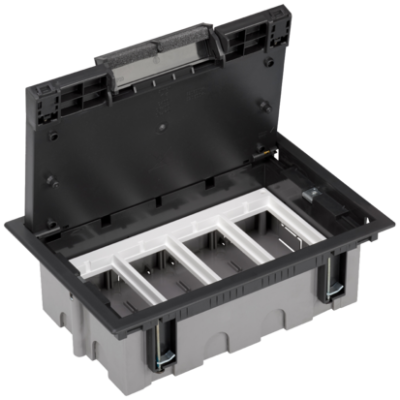Floor box, SF, Rectangular, 8×K45, 4×CIMA, 93mm÷128mm, IK08, grey graphite