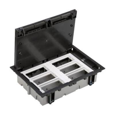 Floor box, SF, Rectangular, 12×K45, 6×CIMA, 70mm÷105mm, IK08, grey graphite