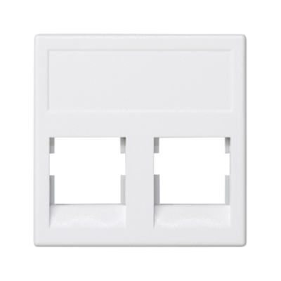IT/telefoninė jungtis, K45, „Keystone“, „Double“ be dangtelio, plokščia, universali, 45×45 mm, gryna balta (Pure white)