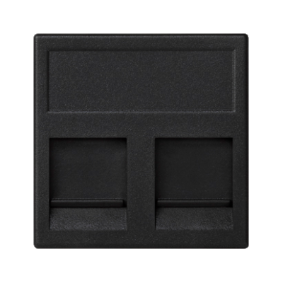 IT/telefoninė jungtis, K45, „Keystone“, „Double Flat Universal“ su dangteliais, 45×45 mm, juoda