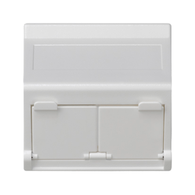 IT/telefonų jungtys, K45, skirtos MD adapteriams, dvigubai kampuotos su dangteliais, 45×45 mm, gryna balta (Pure white)