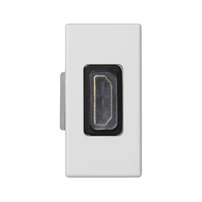 Plate, K45, Adapter HDMI-HDMI, 45×22.5mm, HDMI 2.0, pure white